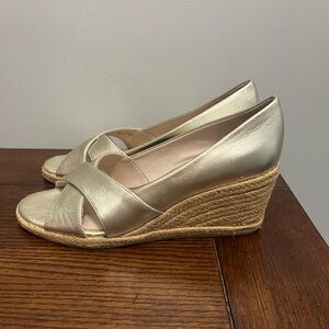 Jack Rogers Palmer‎ cross cross gold wedge sandal NEW 7